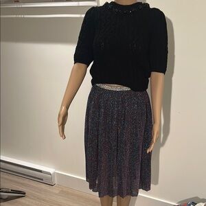 Elegant Purple and Black Midi Skirt